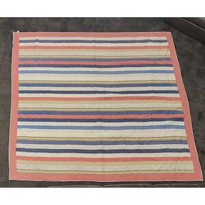 Martha Stewart Quilt Set Full Queen Red White Blue Americana Striped Star Cotton